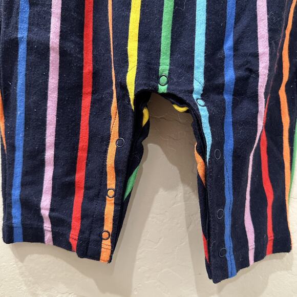 Primary Dark Rainbow Stripe Baby Long Sleeve Romper - Picture 4 of 7